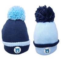 KIDS6260: Baby Chunky Pom Bear Motif Cuff Hat (6-18 Months)